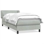 vidaXL Sommier à lattes de lit et matelas gris clair 90x210 cm velours