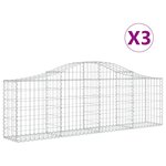 vidaXL Paniers à gabions arqués 3 Pièces 200x30x60/80 cm Fer galvanisé