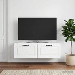 vidaXL Meuble TV mural Montage mural Blanc brillant 98 x 31 x 30 cm