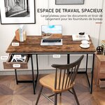 Bureau d'ordinateur 120cm tiroir cadre en métal repose-pieds réglables bureau moderne station de travail pour ordinateur portable café 20_0004829