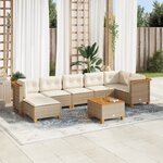vidaXL Salon de jardin avec coussins 8 Pièces beige résine tressée