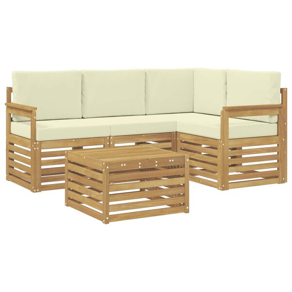 vidaXL Ensemble de canapés d'extérieur 5 Pièces Blanc et crème