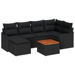 vidaXL Ensemble de Canapé de Jardin 7 Pièces Noir Grand