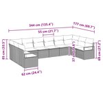 vidaXL Ensemble de Canapés avec coussin 10 Pièces Marron polyrotin