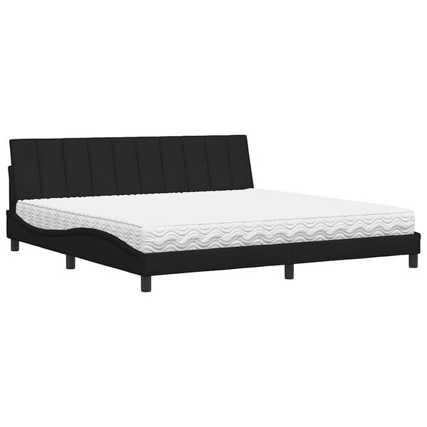 vidaXL Lit avec matelas Hanko noir 200x200 cm tissu