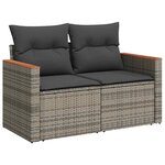 vidaXL Salon de jardin avec coussins 6 Pièces gris résine tressée acacia