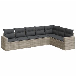 vidaXL Salon de jardin avec coussins 7 Pièces gris clair résine tressée
