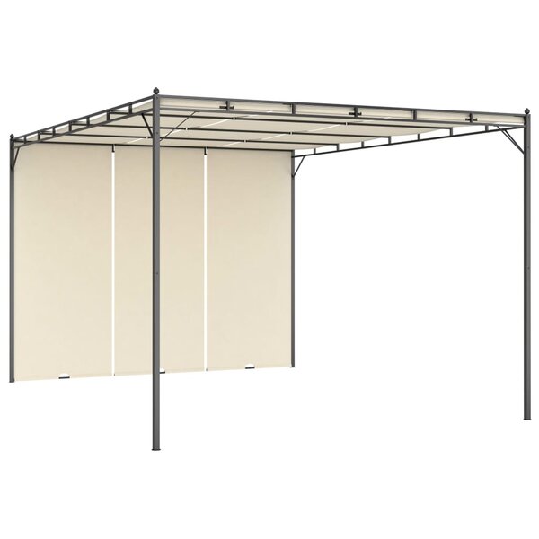 vidaXL Belvédère de jardin avec rideau latéral 4x3x2 25 m Crème