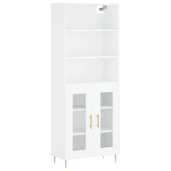 vidaXL Buffet haut Blanc 69 5x34x180 cm Bois d'ingénierie