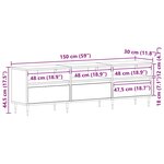 vidaXL Meuble TV Chêne noir 150 x 30 x 44.5 cm Bois d'ingénierie