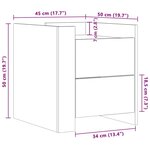 vidaXL Table de chevet gris béton 45x50x50 cm bois d'ingénierie