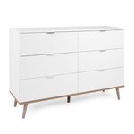 Commode avec 6 tiroirs en bois blanc 86 5x120x40cm