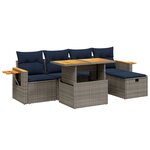 vidaXL Salon de jardin 6 Pièces avec coussins gris résine tressée