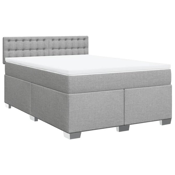 vidaXL Sommier à lattes de lit avec matelas Gris clair 140x200cm Tissu