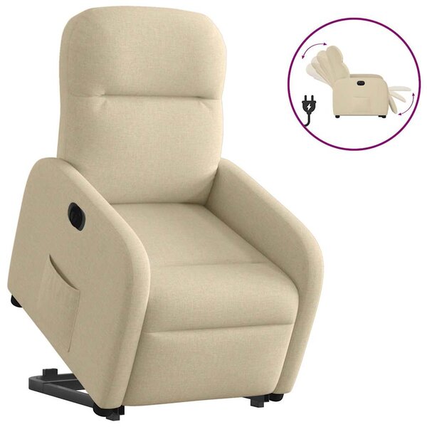 vidaXL Fauteuil inclinable électrique crème tissu