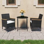 vidaXL Ensemble de bistro de jardin 3 Pièces poly rotin et verre trempé
