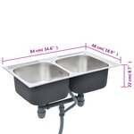 vidaXL Évier double de cuisine avec crépine et piège Acier inoxydable