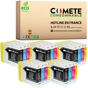 LC970 LC1000 - 20 Cartouches d'encre Compatibles avec Brother LC970 LC1000 - COMETE