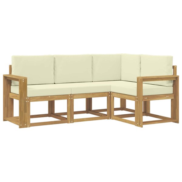 vidaXL Ensemble de canapés d'extérieur 4 Pièces Blanc et crème