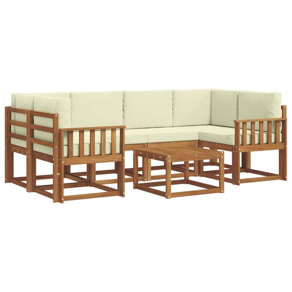 vidaXL Ensemble de canapés d'extérieur 7 pc Naturel et Crème