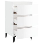 vidaXL Table de chevet avec pieds en métal Blanc brillant 40x35x69 cm