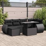 vidaXL Salon de jardin 7 Pièces avec coussins noir résine tressée