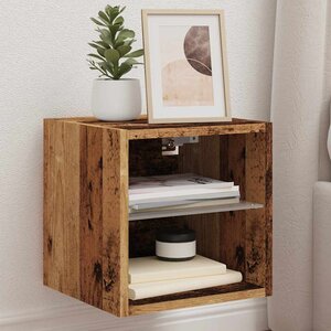 vidaXL Meuble TV mural avec lumières LED vieux bois 30x28 5x30 cm