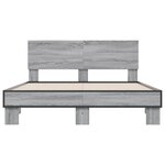 vidaXL Cadre de lit sonoma gris 135x190 cm bois d'ingénierie et métal