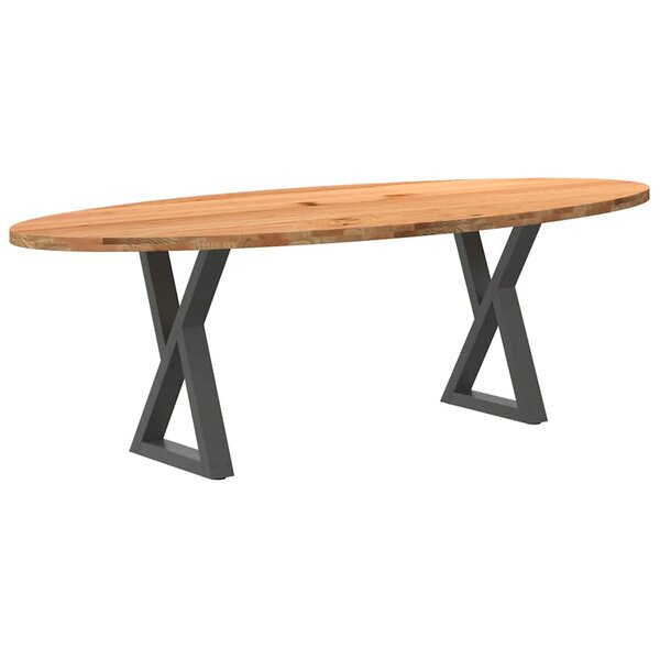 vidaXL Table à manger marron clair bois de chêne massif ovale