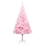 vidaXL Arbre de Noël artificiel pré-éclairé et boules rose 210 cm PVC