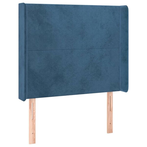 vidaXL Tête de lit avec oreilles Bleu foncé 83x16x118/128 cm Velours
