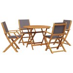 vidaXL Ensemble à manger de jardin 5 Pièces anthracite tissu bois massif