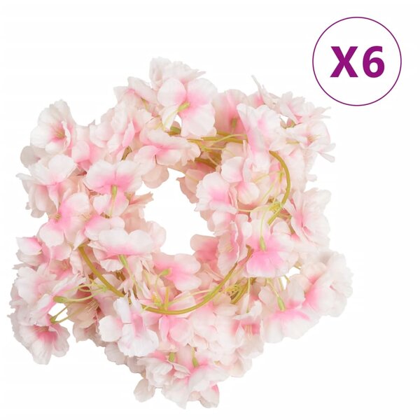 vidaXL Guirlandes de fleurs de Noël 6 Pièces rose clair 180 cm