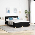 vidaXL Lit à ressorts avec matelas Noir 140 x 190 cm tissu
