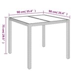 vidaXL Table de jardin dessus en verre Gris 90x90x75 cm Résine tressée
