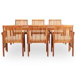 vidaXL Mobilier à dîner d'extérieur 7 Pièces et coussins Acacia solide