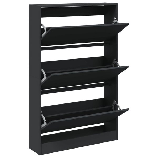 vidaXL Armoire à chaussures noir 80x21x125 5 cm bois d'ingénierie