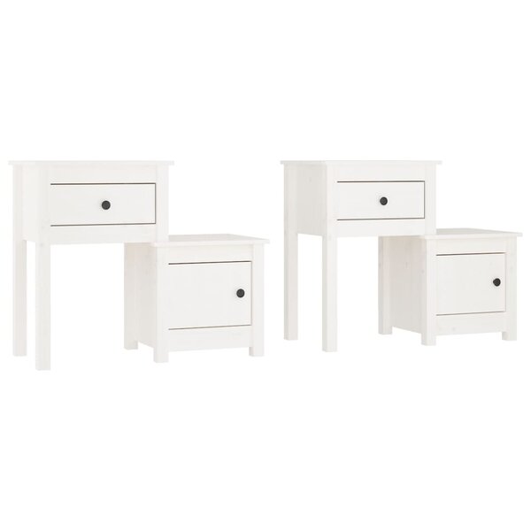 vidaXL Tables de chevet 2 Pièces Blanc 79 5x38x65 5 cm Bois de pin massif