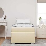 vidaXL Cadre de lit avec matelas Crème 100 x 200 cm tissu