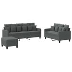 vidaXL Ensemble de canapés 3 Pièces avec coussins Gris foncé Tissu