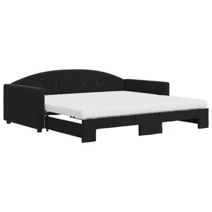 vidaXL Lit de jour avec lit gigogne et matelas noir 100x200 cm velours