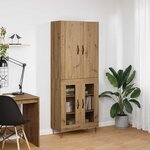vidaXL Haut Armoire 2 Pièces Chêne artisanal Bois d'ingénierie et verre