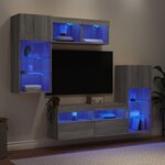 vidaXL Unités murales TV avec LED 5 Pièces gris sonoma bois d'ingénierie