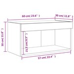 vidaXL Meuble TV avec lumières LED gris béton 60x30x30 cm