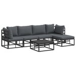 vidaXL Ensemble de canapé de jardin 6 Pièces Noir 70 x 70 x 32 cm