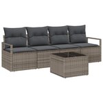 vidaXL Ensemble de Canapés avec coussin 5 Pièces Gris polyrotin