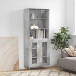 vidaXL Buffet haut Gris béton 69 5x34x180 cm Bois d'ingénierie
