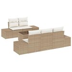 vidaXL Ensemble de canapé de jardin 6 Pièces Beige Poly rotin
