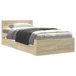vidaXL Cadre de lit et tête de lit sans matelas chêne sonoma 75x190 cm