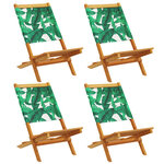 vidaXL Chaises de jardin pliantes lot de 4 vert tissu et bois massif